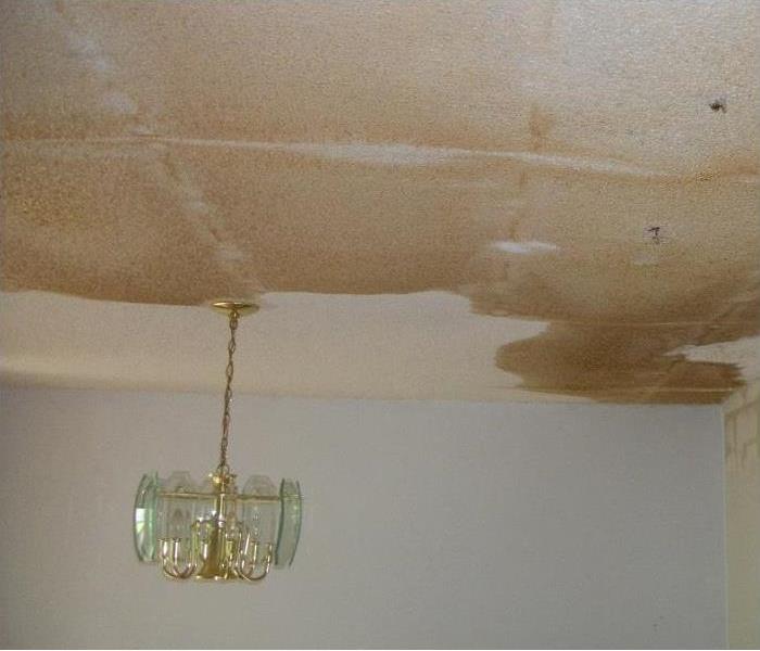 heavy water damage on ceiling