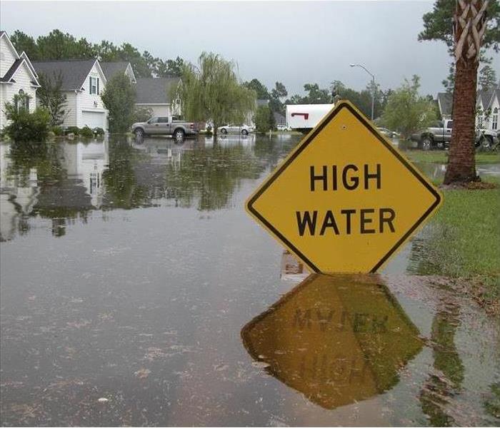 High Water Sign In a Flood